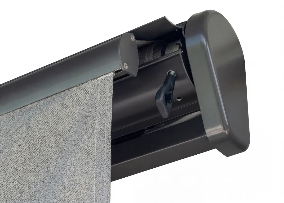 SunPro Semi-Cassette awning housing closed protecting the fabric