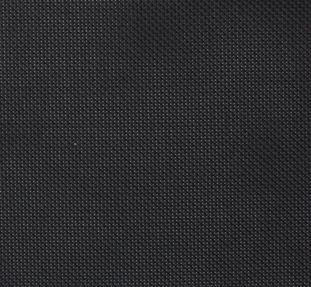 Textilene Nano 95 Flat Black motorized retractable screen fabric swatch — 95% UV blocking exterior shading mesh stocked by NWA Security Shutters in Northwest Arkansas
